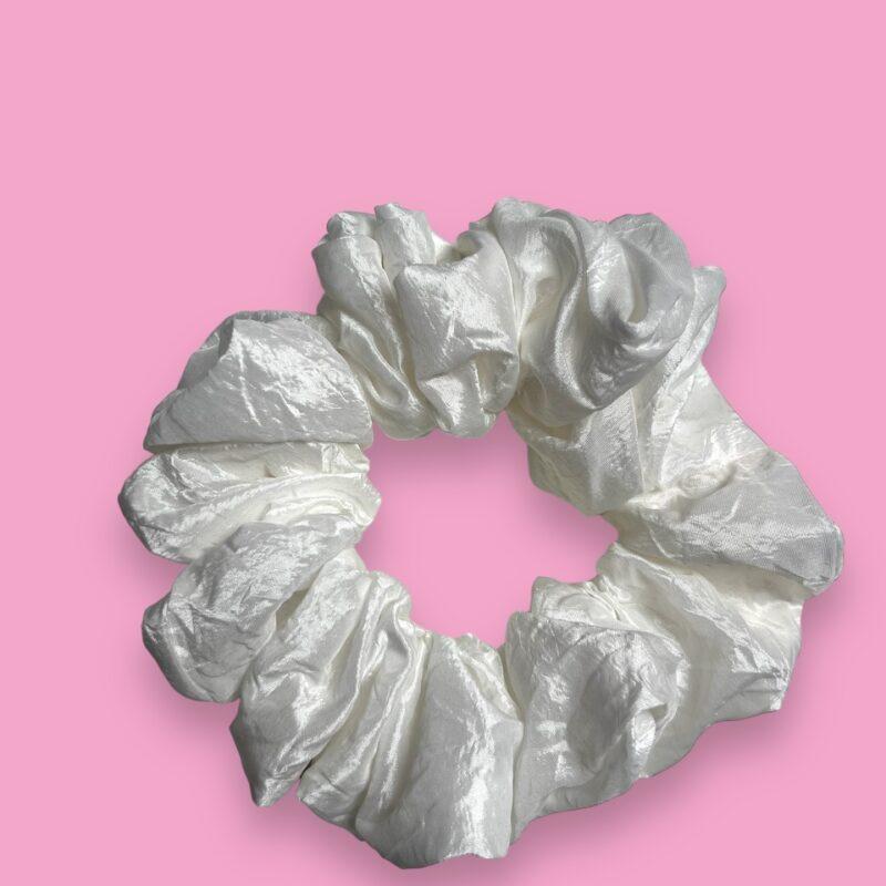 biała tafta gumka scrunchies